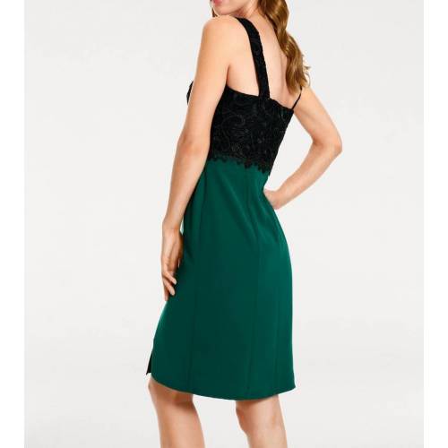Elegant green and black lace dress by ASHLEY BROOKE back
