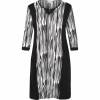Womens dress plus size with 3/4 sleeves Chalou- black and white Christiane, front