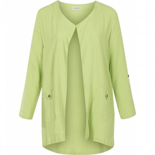 Women's long blazer plus size Chalou- Berry parrot green, front