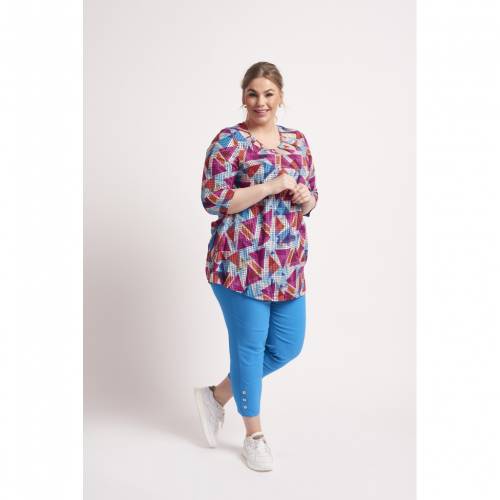 Chalou Anastasie women's tunic with 3/4 sleeves - geometric patterns, multicolour, stylisation with trousers