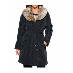 Stylish black ladies' coat with fur collar CLASS INTERNATIONAL