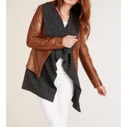 Heine women's original leather and wool jacket, side