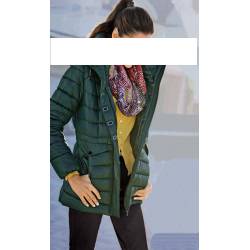 Quilted green women's jacket with a hood from HEINE