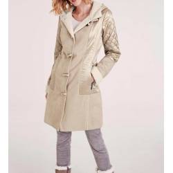 Heine lambskin coat with quilted inserts, beige, stilization