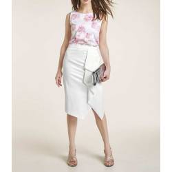 Satin skirt with decorative frill HEINE , off-white, stylisation