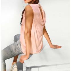 HEINE sleeveless women's chiffon blouse, pink,side