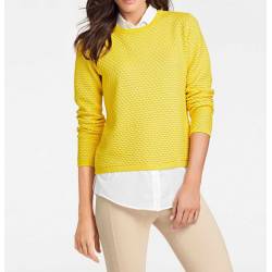 HEINE 2-in-1 ladies' jumper, yellow and white set, front